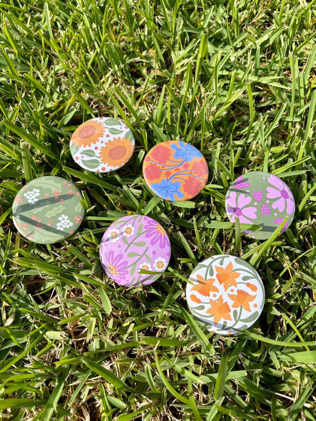 Botanical Floral Pinback Button (Individual)