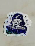 Sad Girl Reading Club Waterproof Sticker