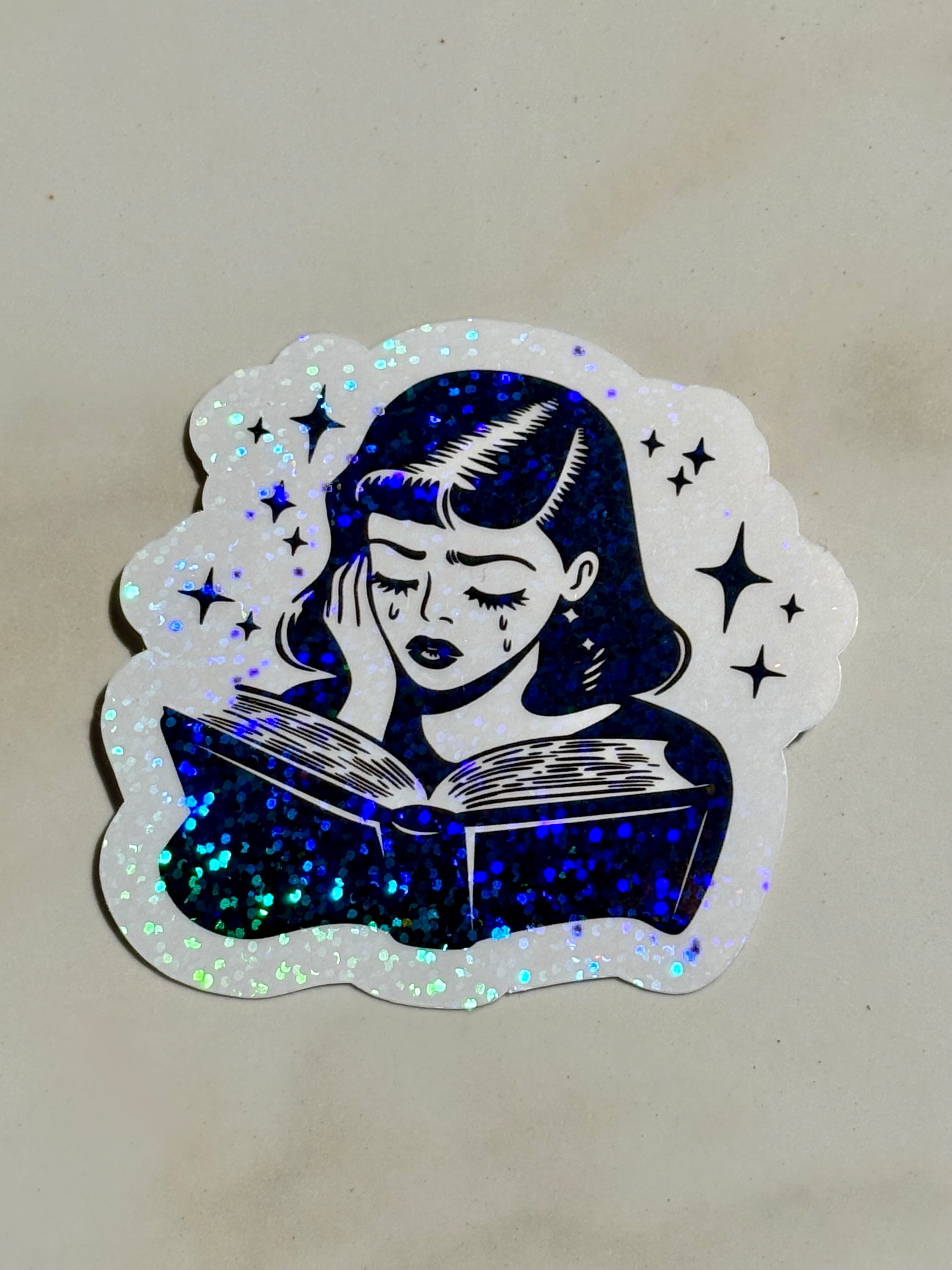 Sad Girl Reading Club Waterproof Sticker