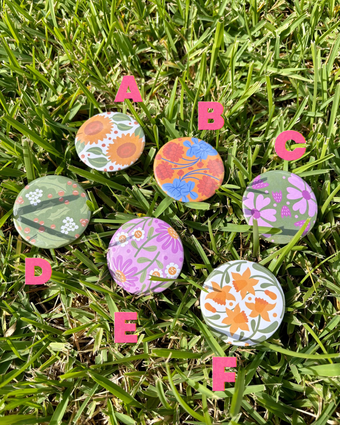 Botanical Floral Pinback Button (Individual)