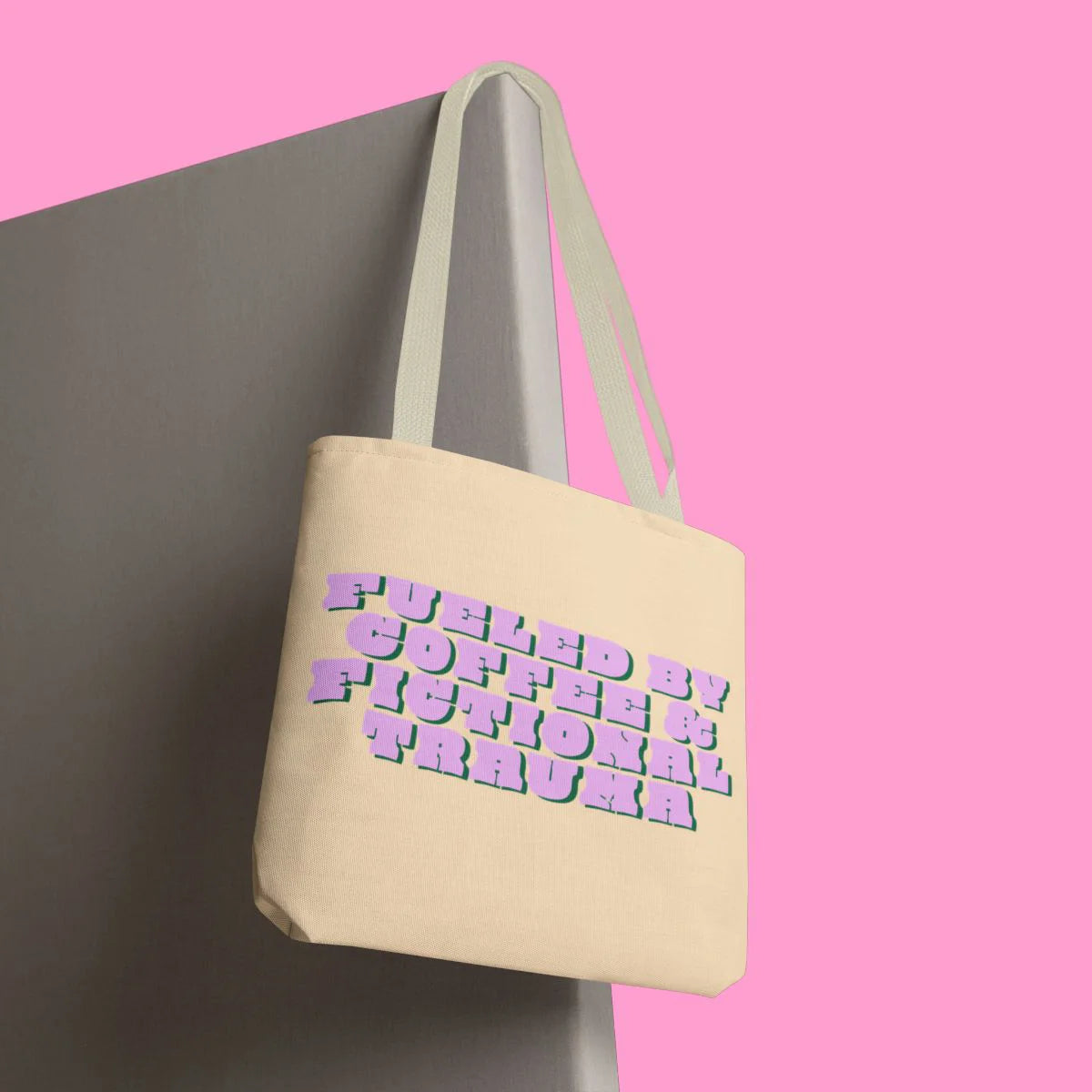 FUELED BY COFFEE & FICTIONAL TRAUMA tote bag