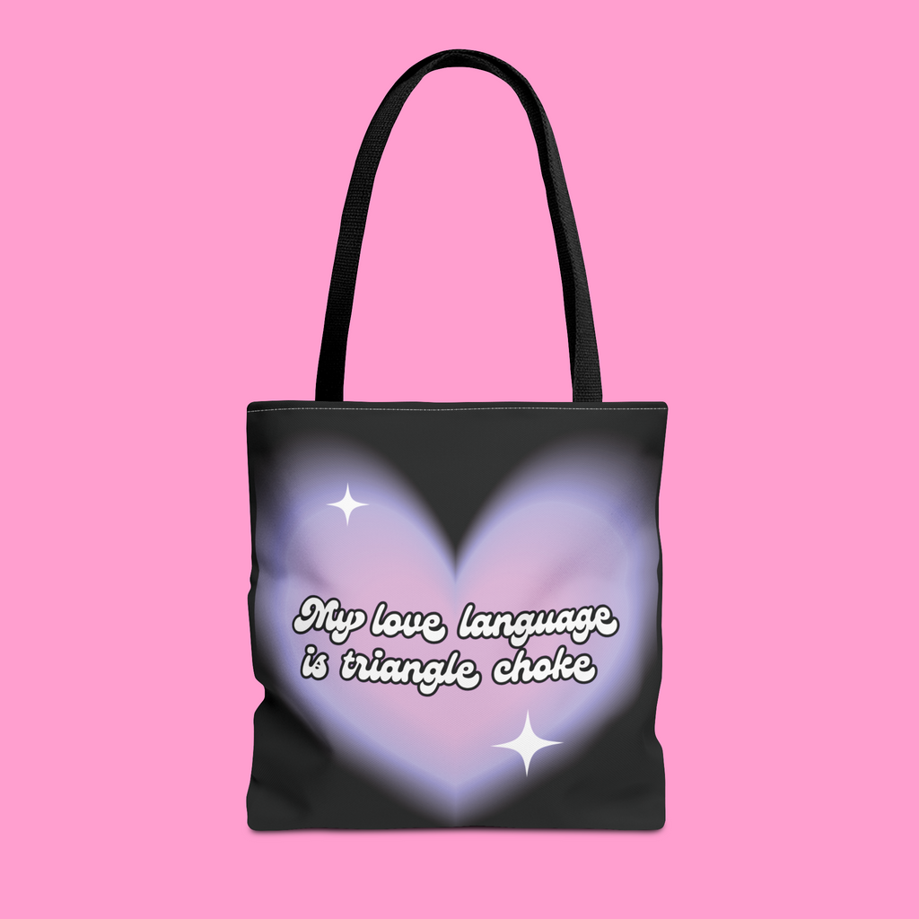 MY LOVE LANGUAGE IS TRIANGLE CHOKE tote bag